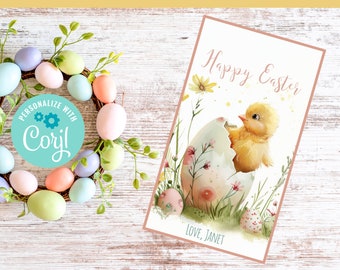 Editable Easter Gift Tag, Chick Easter Gift Tag, 2 inches by 3.5 inches.