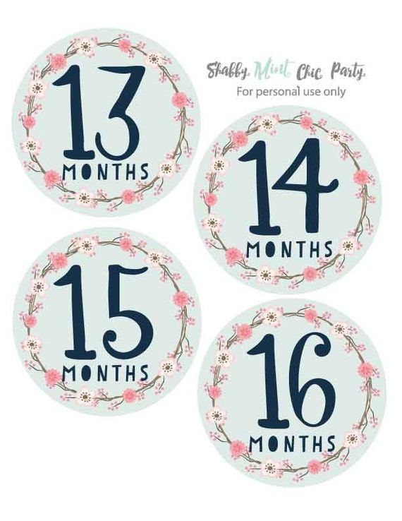 PRINTABLE.Baby Monthly Milestones.Months 13-24. Baby Milestone Stickers Diy.Baby Milestone Cards. Baby Gift. Baby shower gift. Gift for Her. Il_570xn