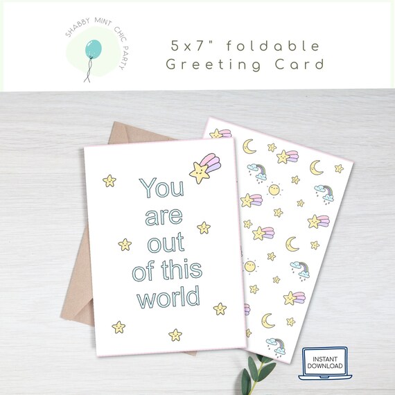 Printable Greeting Card Instant Download Greeting Card Birthday Greeting Card Diy Folded Kids Card Card For Her Card For Him 5x7 Card By Shabby Mint Chic Party Catch My Party