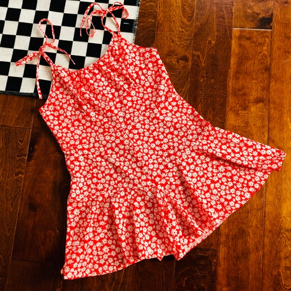 Handmade 70s Vintage Red Romper - image 4