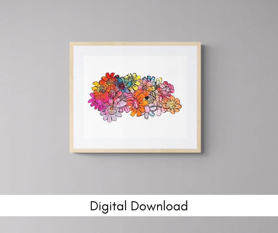 Bright Floral Wall Art / Wild Bunch / 8 by 10 Inches 20.32 X Etsy