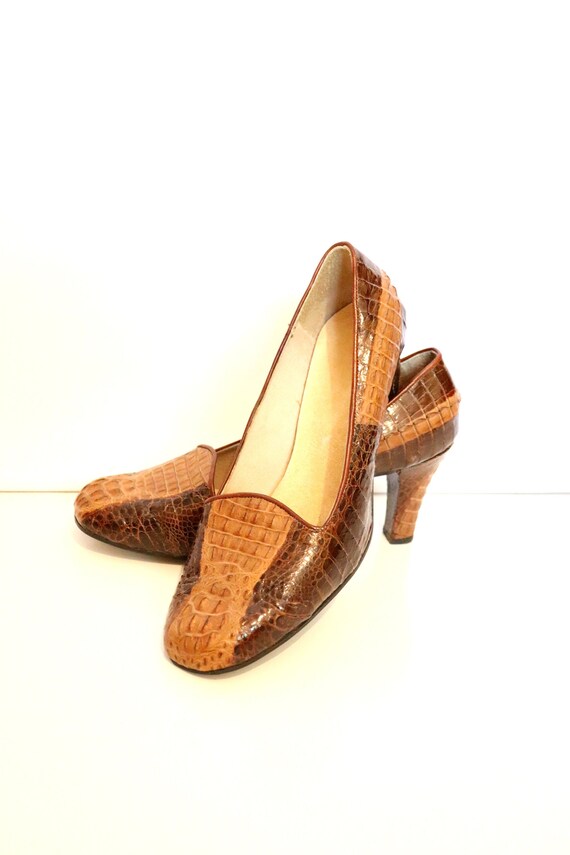 Alligator Crocodile Skin 50s Heels Genuine hide Re