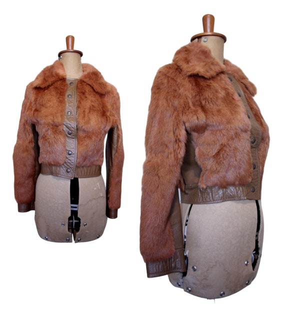 Aviator Fur Leather 50s Bomber Jacket Brown Evenin