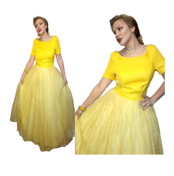 yellow velvet prom dress