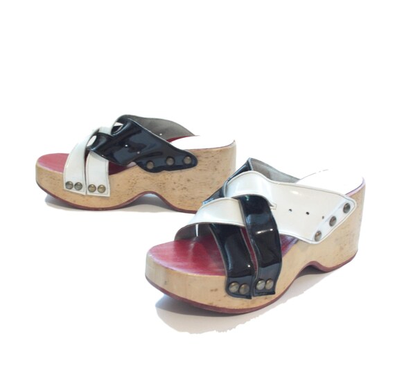 BLACK and WHITE PLATFORM Shoes VS16 Patent Leather