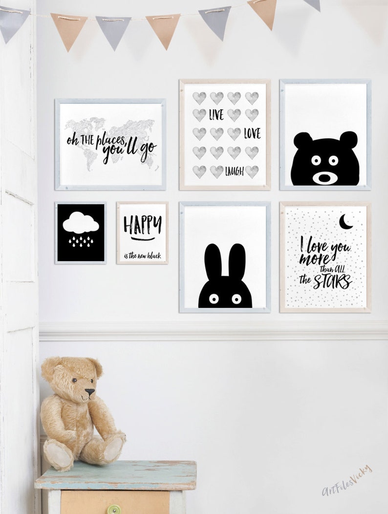 Bear print Bear nursery poster Nursery wall art Bear wall Etsy
