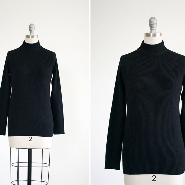 Beatnik sweater • vintage 1960s wool turtleneck • black wool 60s Nordstrom brand turtleneck