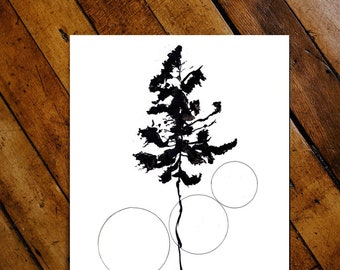 Tree - Abstract Tree Silhouette PRINT - Nature, Abstract, Trees, Black Ink Print