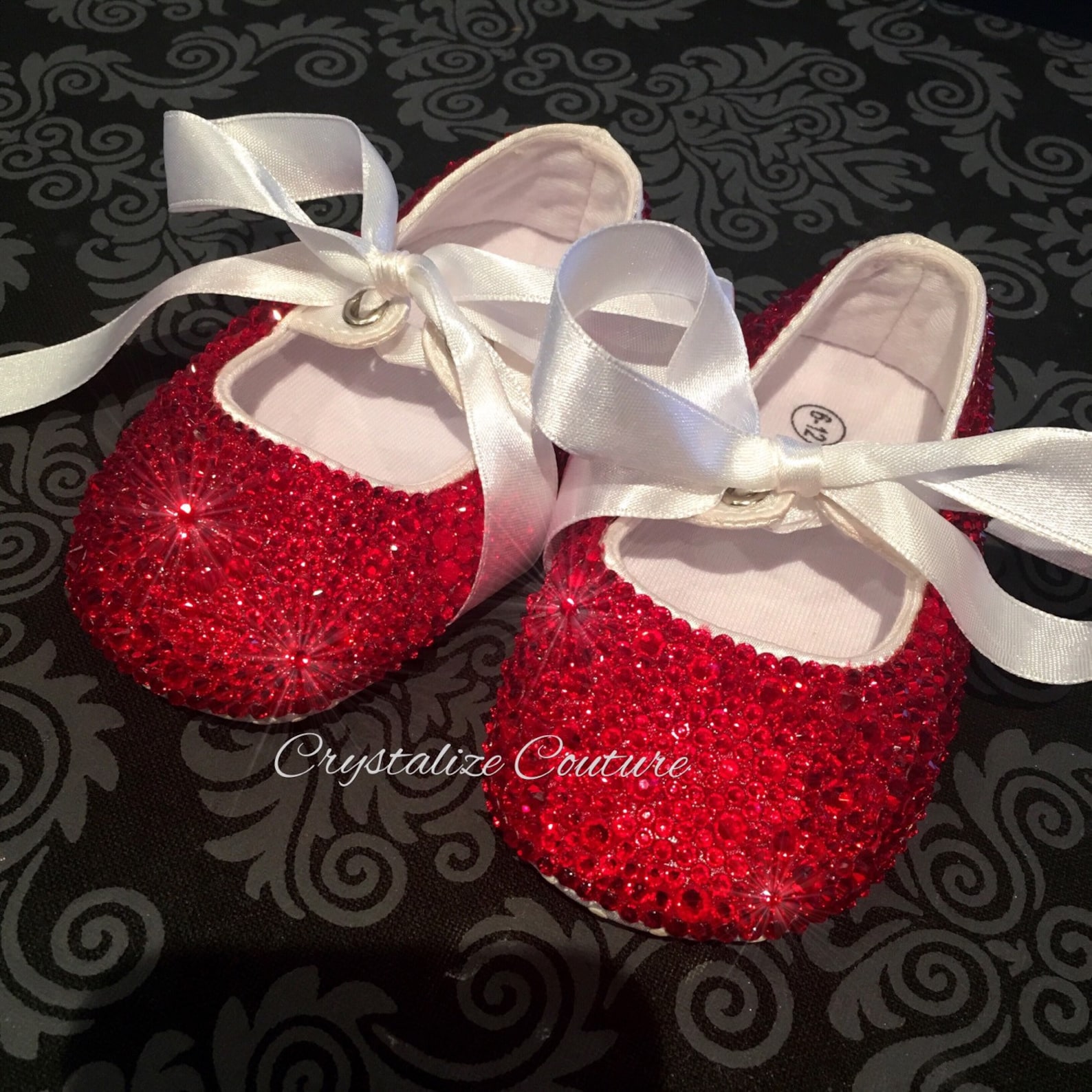 baby flats embellished in swarovski crystals, perfect for christening or birthday, ballet flats, baby booties, baby shoes, baby