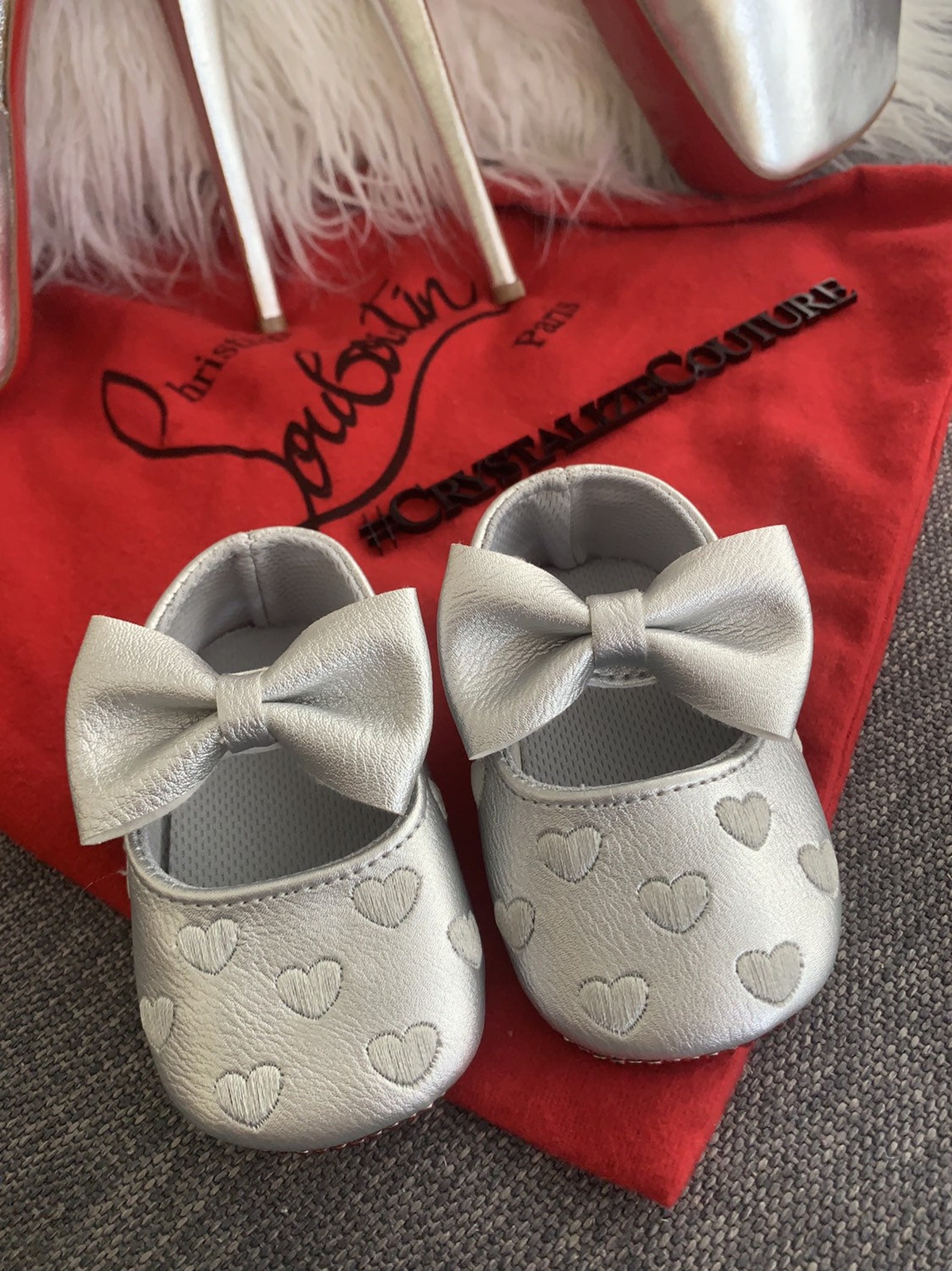 red bottom baby booties