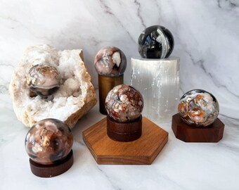 Black Flower Agate Sphere | Cherry Blossom Agate Sphere | Sakura Agate Sphere