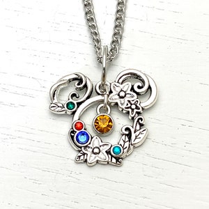 Regalo de mamá de Disney Piedra de nacimiento, collar de mamá, collar de madre, orejas de ratón, regalo de abuela, joyería de Disney Regalo del Día de la Madre de Disney 5 imagen 3