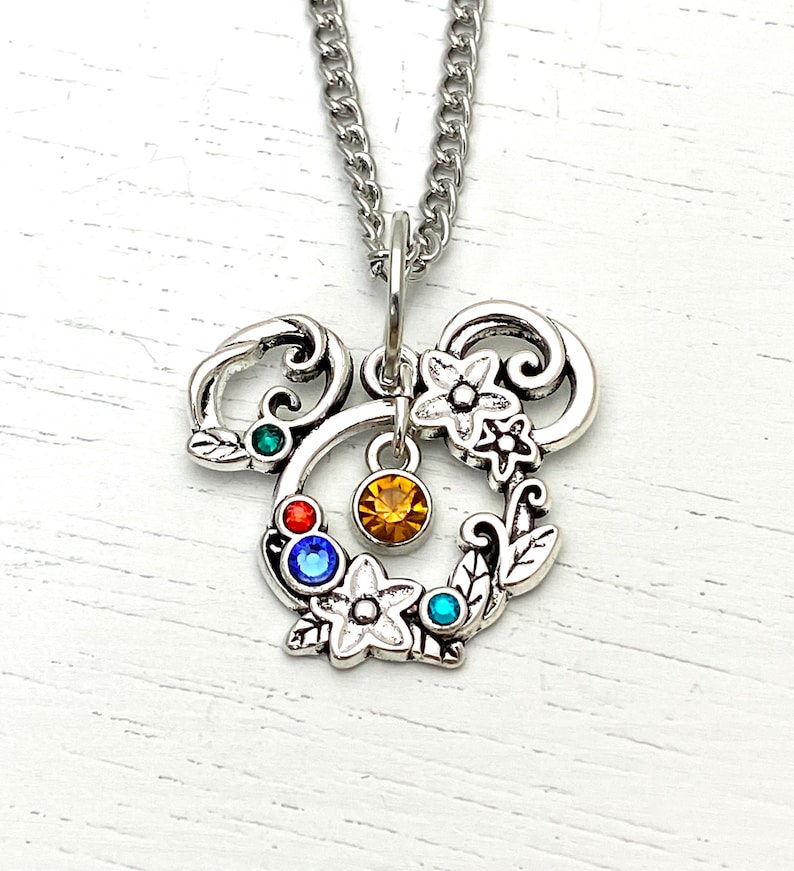 Disney Mom Gift Birthstone, mom necklace, mother's necklace, mouse ears, grandma gift, Disney jewelry Disney Mother's Day gift 5 image 3