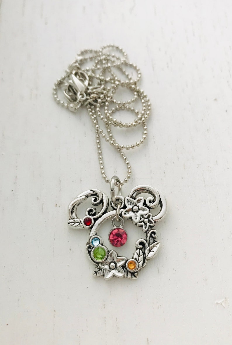 Regalo de mamá de Disney Piedra de nacimiento, collar de mamá, collar de madre, orejas de ratón, regalo de abuela, joyería de Disney Regalo del Día de la Madre de Disney 5 imagen 4