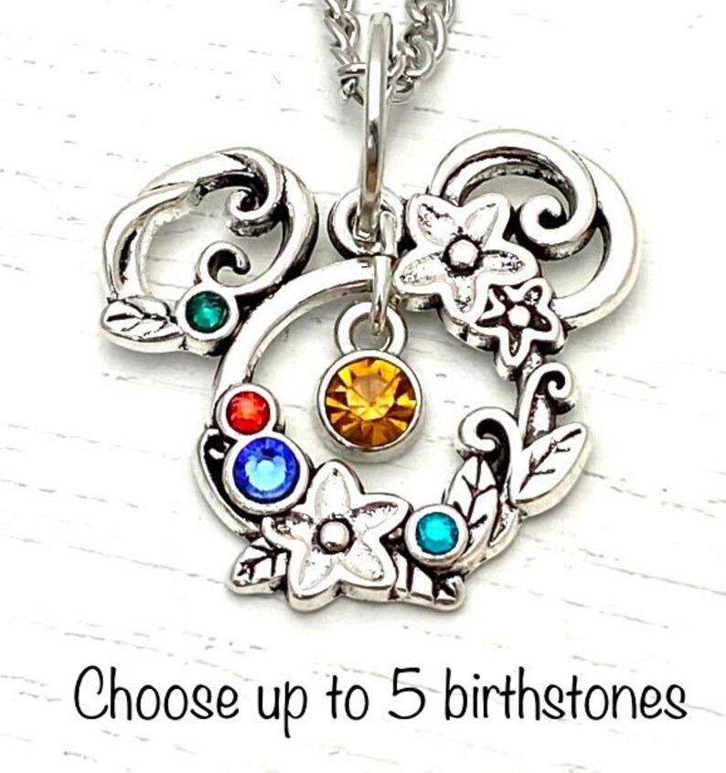 Disney Mom Gift Birthstone, mom necklace, mother's necklace, mouse ears, grandma gift, Disney jewelry Disney Mother's Day gift 5 image 2
