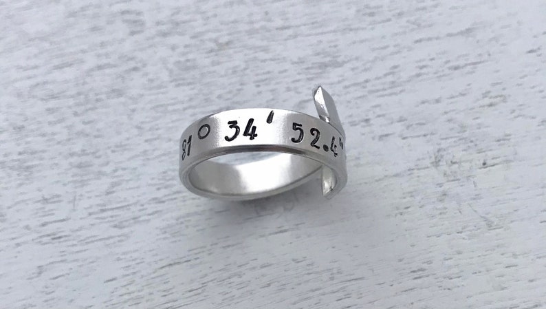 minimalist ring Disney Jewelry GPS Jewelry Happy Place Disney Coordinates swirl ring DVC Disney attraction Cinderella Castle