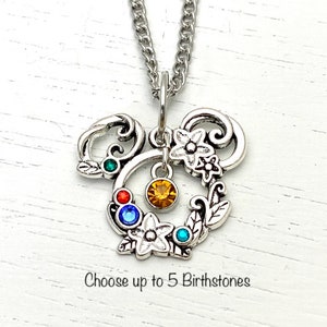 Disney Mom Gift Birthstone, mom necklace, mother's necklace, mouse ears, grandma gift, Disney jewelry Disney Mother's Day gift 5 image 1