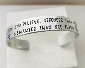 Winnie the Pooh Bracelet, Engraved Aluminum Bangle, Inspirational Jewelry
