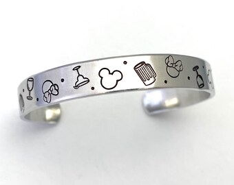 Food and Wine Festival cuff bracelet, Drink around the world, monorail challenge, Day drinkers gear