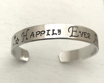 Happily Ever After Cuff Bracelet, Bride gift, Wedding, Bridesmaid gift, Wedding party gift, Fairytale wedding, Cuff Bracelet