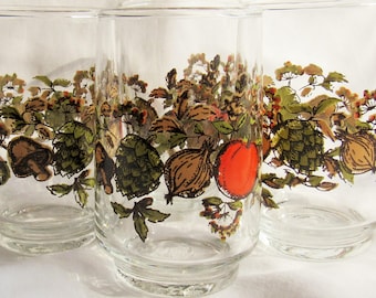 Vintage Dominion Glass Harvest Festival / Fruit Juice Glasses, Set of Four  R222