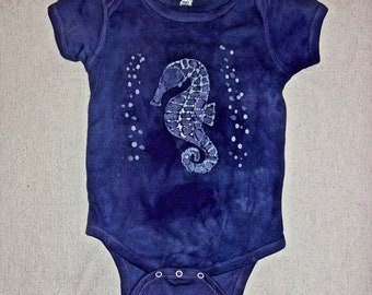Batik Baby Body Suit with Sea Horse Pattern
