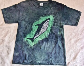 Batik Children's T-shirt with Great White Shark Pattern