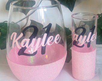 21st Birthday WIne Glass, 21st Birthday Gift, Gift for 21st Birthday Girl, 21st Birthday Glass Personalized, 21st Birthday Trip, Custom 21st