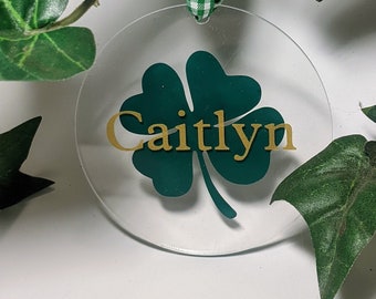 Irish Ornament, Ireland Ornament, Shamrock Ornament, Basket Name Tag, Shamrock Basket Tag, Personalized Shamrock Ornament, Shamrock Gift Tag