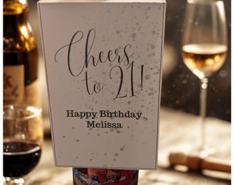 21st Birthday Wine Tag, Cheers to 21, Cardstock Bottle Neck Tag