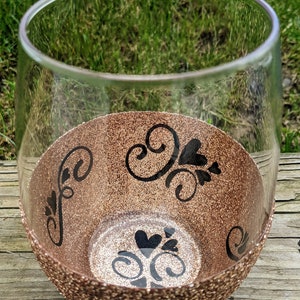 Heart Glitter Wine Glass, Glitter Wine Glass, Personalized Glitter Wine Glass, Peekaboo Wine Glass