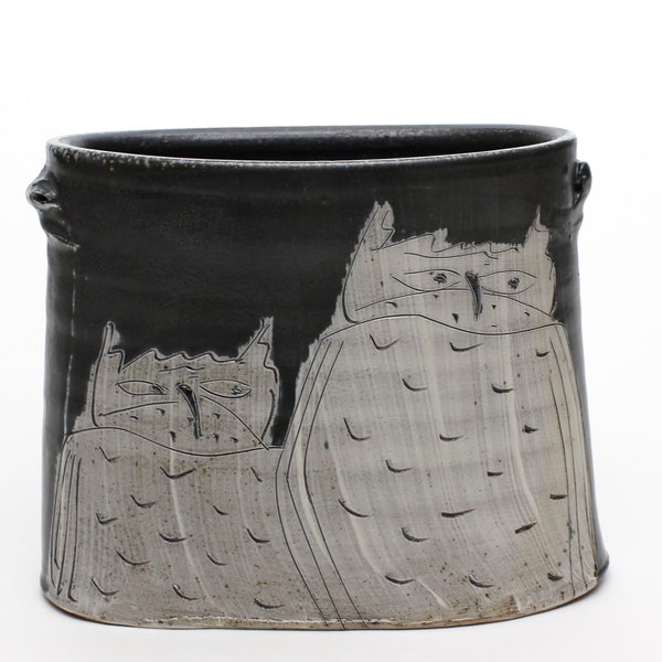 Horned Owl Oval Vase MK245