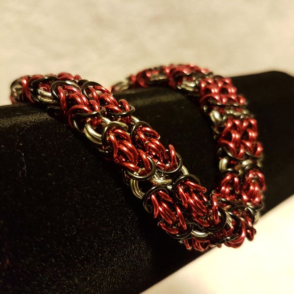 Bracelet byzantin Double rouge/noir