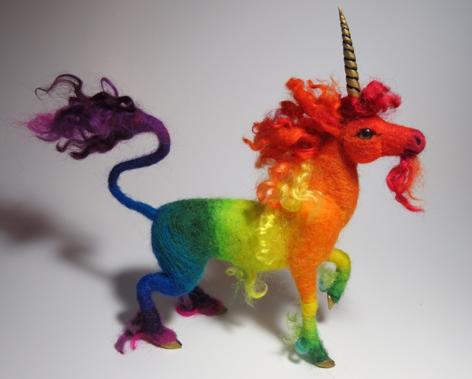 RAINBOW UNICORN art doll NEEDLEFELTED and Poseable Ooak and Etsy