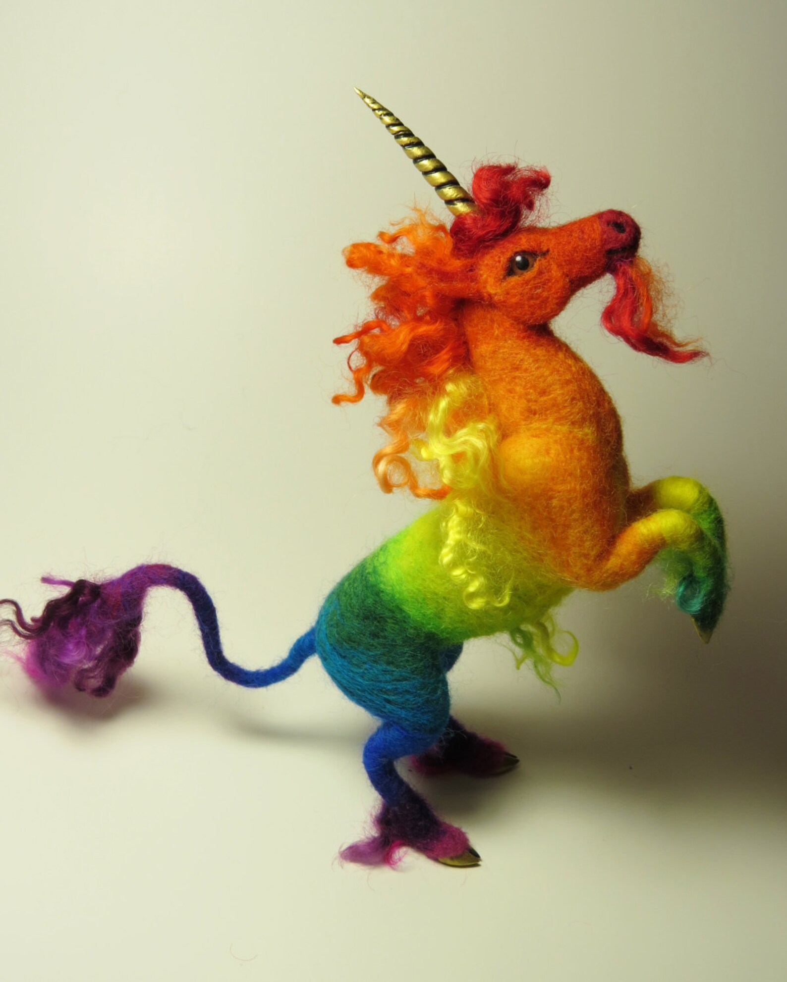 RAINBOW UNICORN art doll NEEDLEFELTED and Poseable Ooak and Etsy