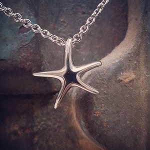 Starfish with a Secret Cremation Necklace Silver Stainless Steel Cremation Jewelry Pendant Keepsake Memorial Urn Necklace - Memory Gift