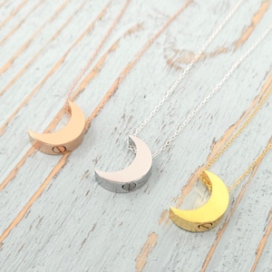 Personalized Crescent Moon Cremation Necklace Custom Engraved Stainless Steel Urn Pendant for Ashes Memorial Jewelry Silver Gold Rose Gold