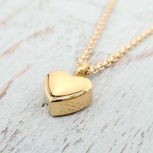 Tiny Gold Heart Capsule Cremation Urn Ashes Pendant Necklace Memorial  Keepsake - Personalised Engraving Available - Mourning Gift