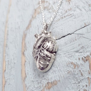 Anatomical Heart Cremation Ash Urn Pendant Necklace in Solid 925 Sterling Silver on a Matching Chain with Free Personalized Custom Engraving