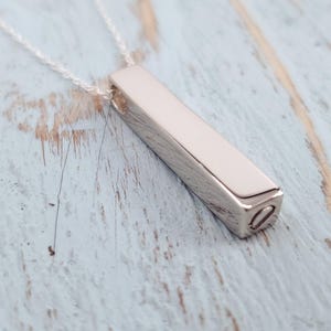 Ash Urn Bar Pendant Necklace Solid 925 Sterling Silver Human or Pet Cremation Memorial Bereavement Gift Free Custom Engraving Personalized