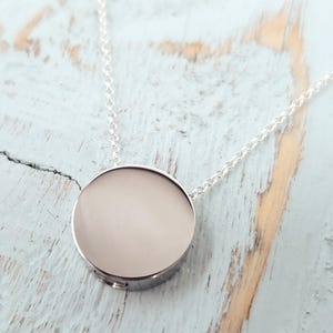 Simple Modern Circle Cremation Ash Urn Pendant Necklace - Polished Hypoallergenic Stainless Steel - Personalized Custom Engraving