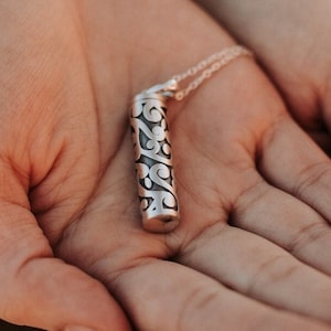 Ash Urn Tube Pendant Necklace in Solid 925 Sterling Silver a Memorial Bereavement Gift with Free Custom Engraving