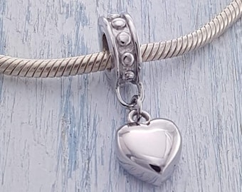 Personalized Heart Charm Bead - Pandora Compatible  - Engraved Cremation Urn Charm Bracelet Jewelry