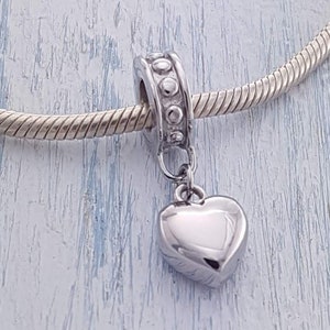 Personalized Heart Charm Bead - Pandora Compatible  - Engraved Cremation Urn Charm Bracelet Jewelry