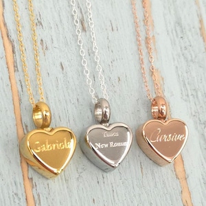 Elegant Heart Urn Necklace for Ashes – Memorial Cremation Jewelry Keepsake for Pet or Human – Free Engraving – Ash Holder Pendant Necklace