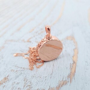 Rose Gold Ash Urn Necklace: Sterling Silver Engraved Memorial Pendant image 6