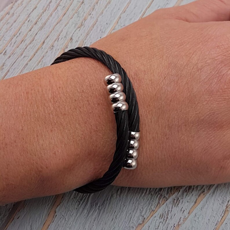 Women's Urn Bracelet Black and Silver Braided Stainless Etsy