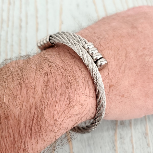 Men's Urn Bracelet in Silver Braided Stainless Steel Cremation Urn for Him with Personalized Custom Engraving and Gift Wrap Available