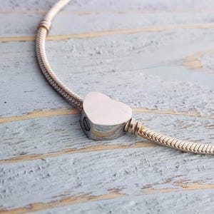 Heart Cremation Ash Urn Charm Bead: Pandora Compatible, Engraved Stainless Steel image 3