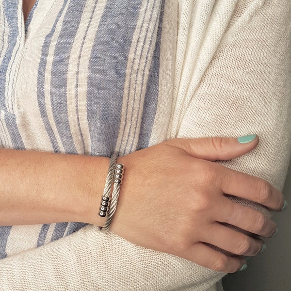 Women's Urn Bracelet in Hypoallergenic Silver Braided Stainless Steel with Personalized Engraving and Gift Wrap Available
